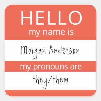 Adesivo Quadrado HELLO Personalizado Meu Nome Pronounounes É Crachá