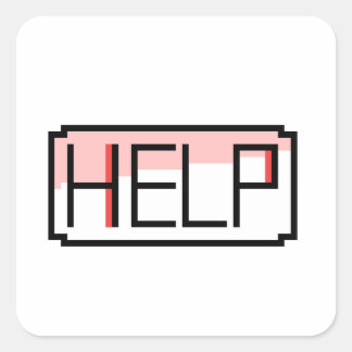Adesivo Quadrado Help! Retro RPG Chat Box Pixel Design