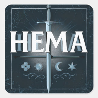 Adesivo Quadrado HEMA Medieval Sword Emblem – Blue Graffiti Style