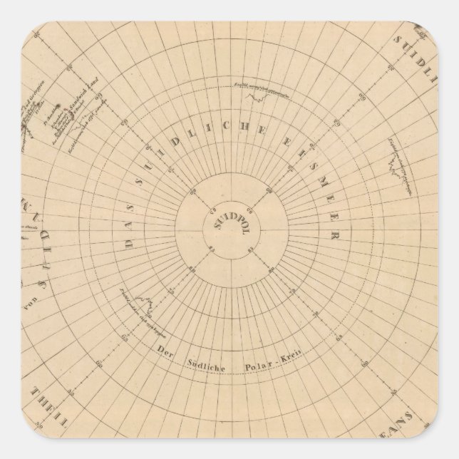 Adesivo Quadrado Hemisfério sul, a Antártica (Frente)