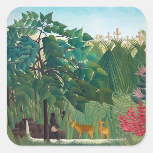 Adesivo Quadrado Henri Rousseau - A Cachoeira