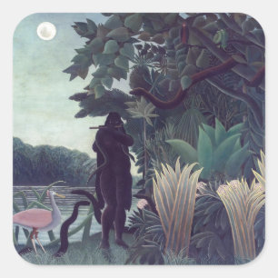 Adesivo Quadrado Henri Rousseau - A Cobra Charmer