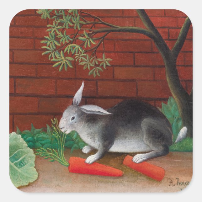 Adesivo Quadrado Henri Rousseau - A Refeição do Coelho (Frente)