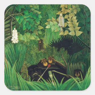 Adesivo Quadrado Henri Rousseau - Os Alegres Malabaristas