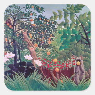 Adesivo Quadrado Henri Rousseau - Paisagem Exótica