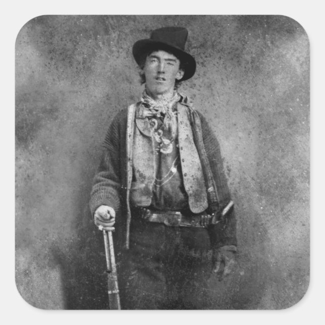 Adesivo Quadrado Henry McCarty, Billy o Menino Fora da Lei do Velho (Frente)