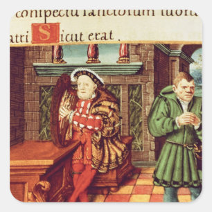 Adesivo Quadrado Henry VIII que jogam uma harpa com seu tolo vai