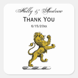 Adesivo Quadrado Heraldic Lion Standcrest Emblem C