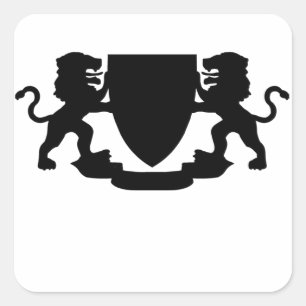 Adesivo Quadrado Heraldic Lions e Shield
