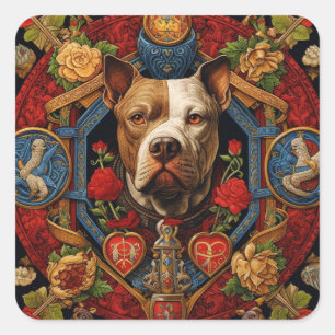 Adesivo Quadrado Heraldic Pitbull " Pittie " Sticker