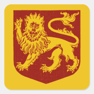 Adesivo Quadrado Heráldica Escudo Vermelho Leão Dourado Real