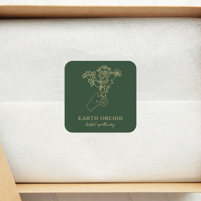 Adesivo Quadrado Herbal + Apothecary Dourado Square Sticker (Criador carregado)