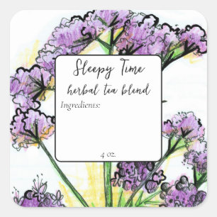 Adesivo Quadrado Herbal Valerian Flower Sleepy Time Vazio