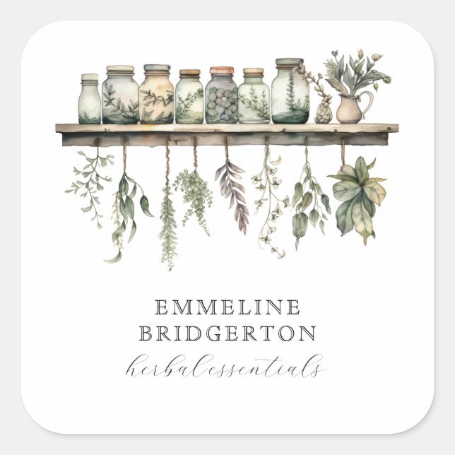 Adesivo Quadrado Herbalist Botanical Apothecary Product  (Frente)