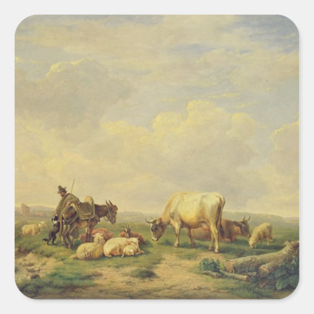 Adesivo Quadrado Herdsman e Herd, c.1880 (Frente)