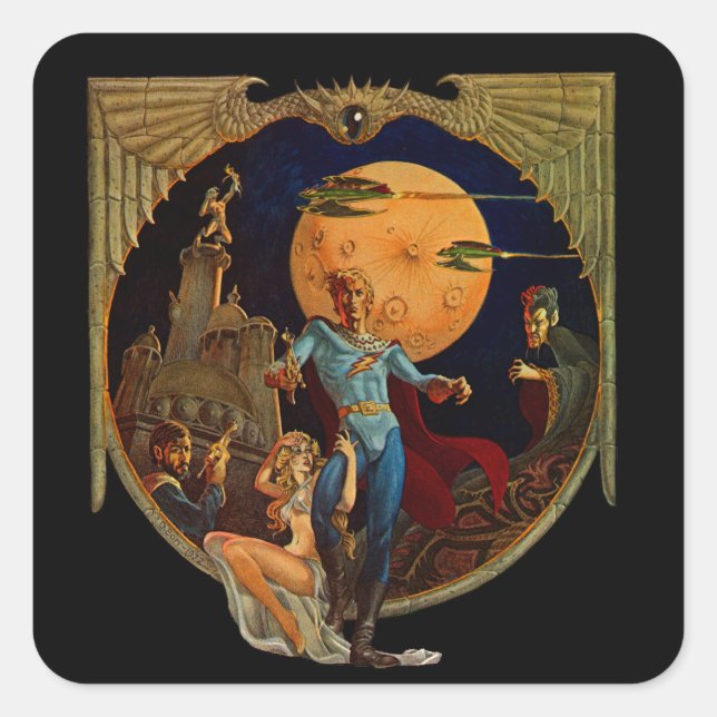 Adesivo Quadrado Herói do Sci-Fi (Frente)