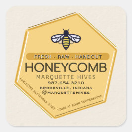 Adesivo Quadrado Hexágono Amarelo Hexágono Estilizado em 3D moderno