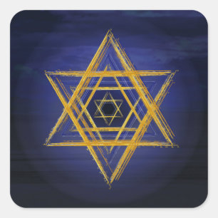 Adesivo Quadrado Hexagram no símbolo geométrico sagrado do ouro &