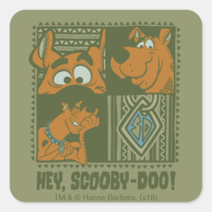 Adesivo Quadrado Hey gráfico quadrado tribal de Scooby-Doo