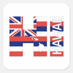 Adesivo Quadrado HI Ilhas Havaí Bandeira do Havaí