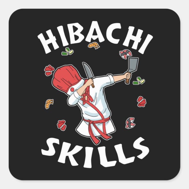 Adesivo Quadrado Hibachi Lover Hibacl Chef Gift Men Hibachi (Frente)