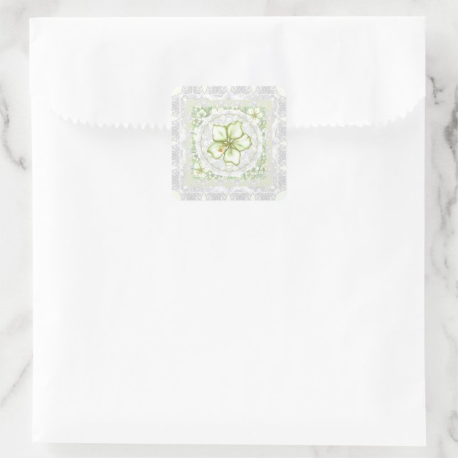 Adesivo Quadrado Hibiscus & lace WHITE (Bolsa)