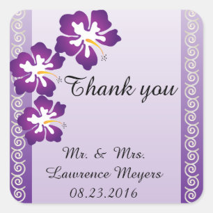 Adesivo Quadrado Hibiscus tropical   Roxo