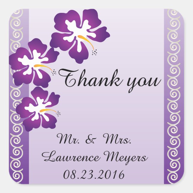 Adesivo Quadrado Hibiscus tropical | Roxo (Frente)