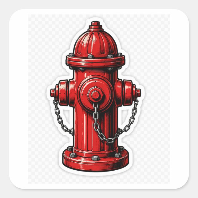 Adesivo Quadrado Hidrante Vermelho (Frente)