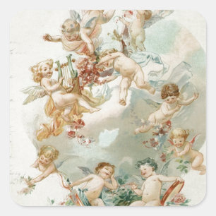 Adesivo Quadrado Highly Angel Cherubs Script Vintage