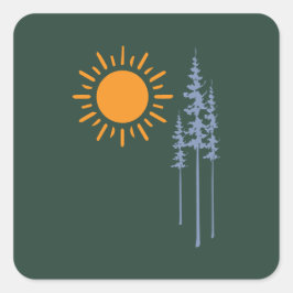 Adesivo Quadrado Hiking between trees graphic