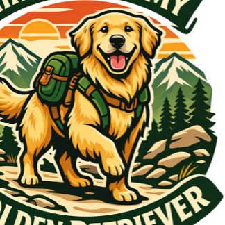 Adesivo Quadrado Hiking With My Golden Retriever Sticker