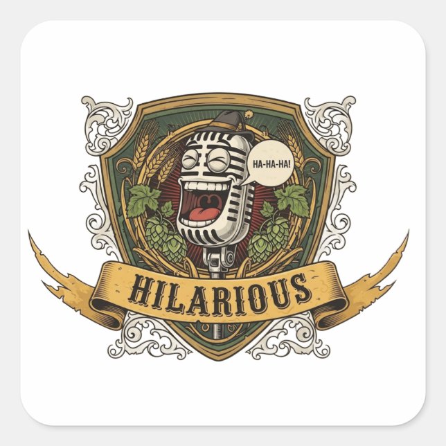 Adesivo Quadrado Hilarious Comedy T-Shirt (Frente)