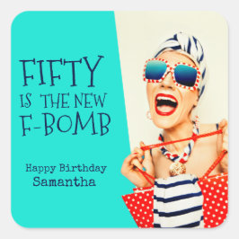 Adesivo Quadrado Hilarious Retro 50º aniversário para ela