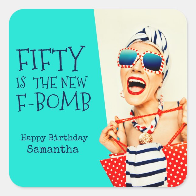 Adesivo Quadrado Hilarious Retro 50º aniversário para ela (Frente)