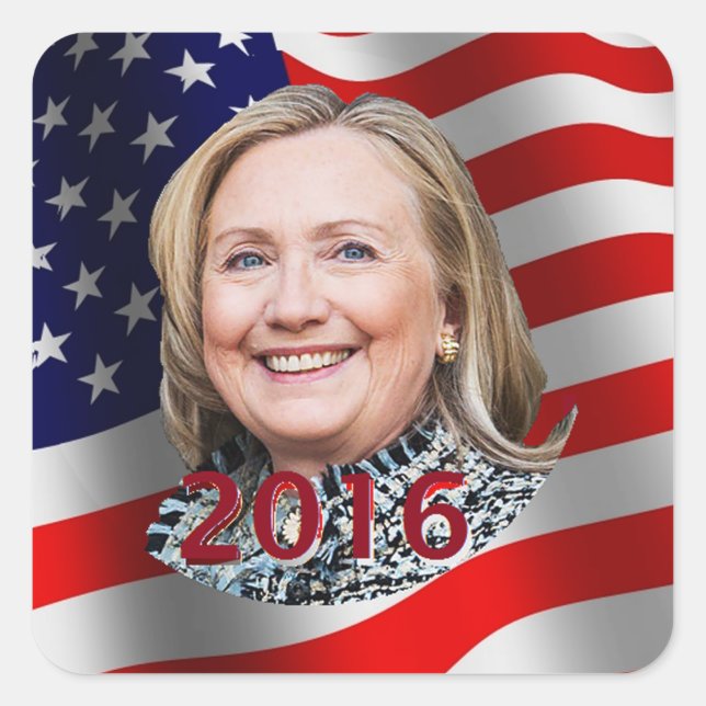 Adesivo Quadrado Hillary 2016 Sticker (Frente)