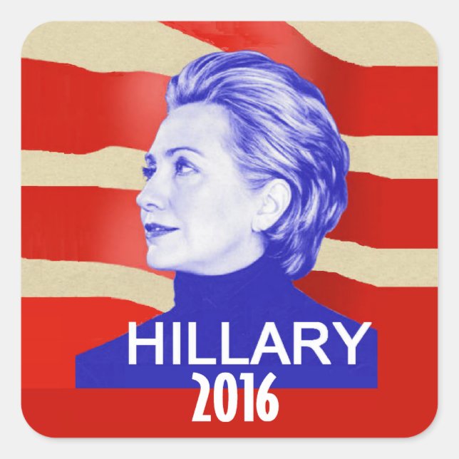 Adesivo Quadrado Hillary 2016 Sticker (Frente)