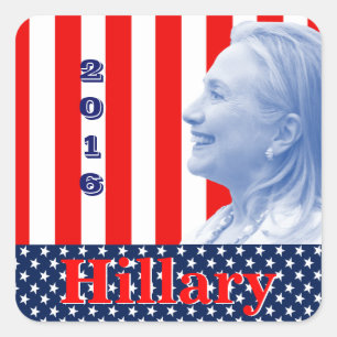 Adesivo Quadrado Hillary Clinton 2016