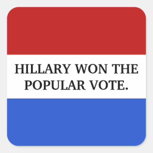 Adesivo Quadrado Hillary ganhou o voto popular
