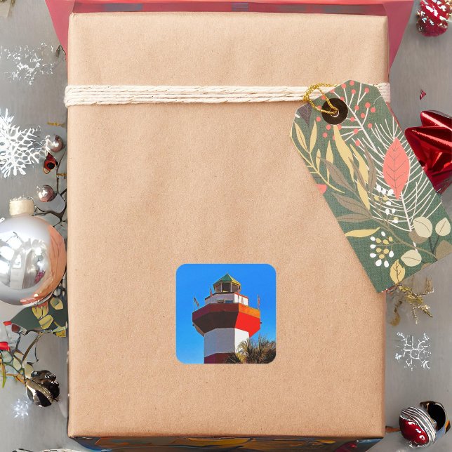 Adesivo Quadrado Hilton Head Island Harbor Town Lighthouse (Criador carregado)