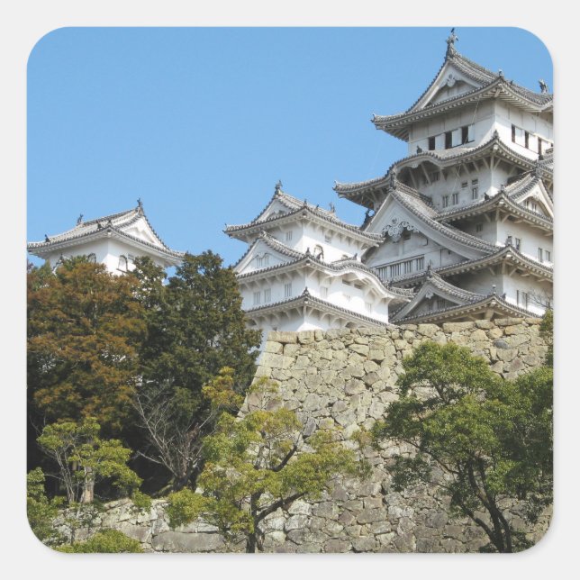 Adesivo Quadrado Himeji Castle 姫 路 城, Hyogo, Japão (Frente)
