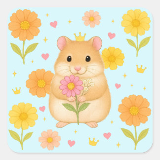 Adesivo Quadrado HIMEKARI Floral Hamster Sticker – Blue