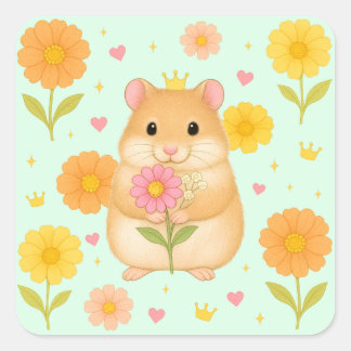 Adesivo Quadrado HIMEKARI Floral Hamster Sticker – Green