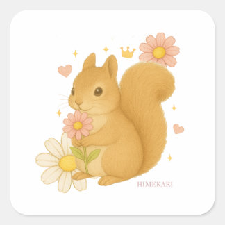 Adesivo Quadrado HIMEKARI Floral Squirrel Sticker – clear