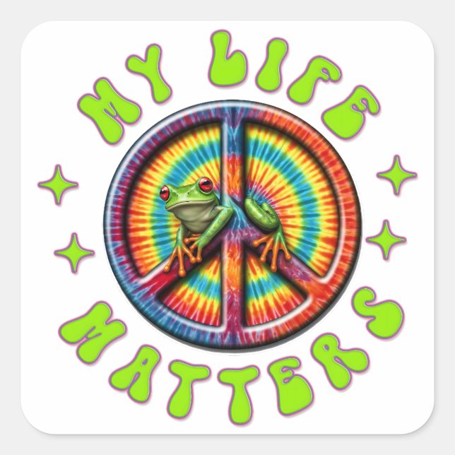 Adesivo Quadrado Hippie Love Peace Life Matters Custom  (Frente)