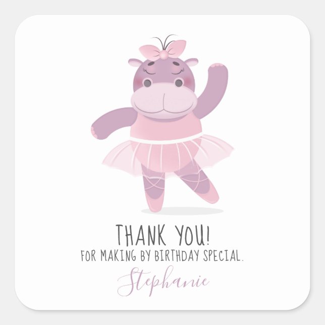 Adesivo Quadrado Hippo Ballerina Square Sticker (Frente)