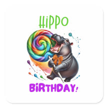 Hippo Birthday Cheerful, Colorida Nadadora |