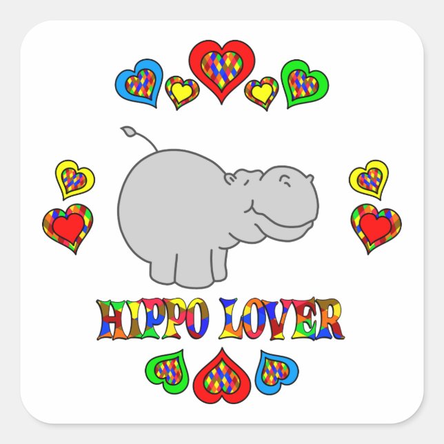 Adesivo Quadrado Hippo Lover (Frente)