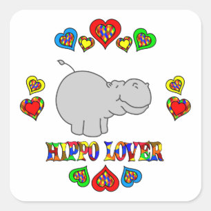 Adesivo Quadrado Hippo Lover