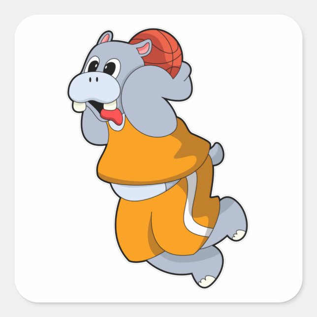 Adesivo Quadrado Hippo no basquete (Frente)